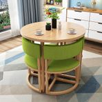 Modern yuvarlak yemek masası ve sandalye seti, ofis, resepsiyon ve eğlence alanı için, küçük yuvarlak masa ve sandalye kombinasyonu, ev, balkon ve salon oturma odası için, yeşil renk seçeneği dahildir