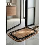 Modern Zincir Desenli Kapı Önü Banyo ve Balkon Paspası Çift Taraflı Yüksek Trafikli İç Ve Dış Mekan Giriş Paspası Klozet Önü Paspası (Hasır-Siyah, 45x75 cm)