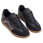 Moderna Kadın Sneaker, Bağcıklı Günlük Spor Ayakkabı, Termo Taban, Pad'li İç Taban, 3 cm Topuk, Konforlu Yürüyüş (Siyah, EU Ayakkabı Beden Sistemi, Yetişkin, Kadın, Sayısal, Orta, 38)