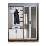 Moderniya Loft 2 (iki) Kapılı Krem Ceviz Sağ Aynalı Elbise Askılığı Kapaklı Ayakkabılık, Vestiyer, Portmanto