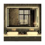 Moderno 90X60 cm Gün Işığı Ledli Kumlamalı Banyo Ofis Kuaför Lavabo Aynası - Trafolu - 90 x 60 cm