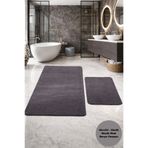 Modernsoft Orvienne Antrasit Lüks Yumuşak Yüzeyli Kaymaz Tabanlı Büyük Ebat Modern Banyo Paspası