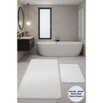 Modernsoft Pofina Krem Kabartmalı Yumuşak Dokulu Kaymaz Tabanlı Büyük Boy Modern Banyo Paspası