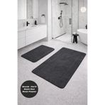 Modernsoft Serenza Antrasit Büyük Ebat Banyo Paspası 2’li Set 80x140 & 50x70 Kaymaz Taban