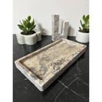 Modestmar Doğal Rustik Traverten Mermer Tepsi, Banyo Düzenleyici, Sunum Tabağı, Organizer 15X30CM