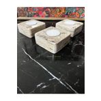 Modestmar Doğal Rustik Traverten Mumluk, Mermer Mumluk, Mermer Tealight Mumluk 3 Adet, Kare Mermer Mumluk