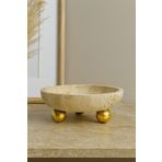 Modestmar Ivory Traverten Ayaklı Kase, Traverten Gold Top Ayaklı Kase, Traverten Tabak 26cm