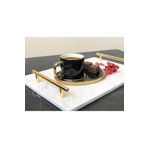 Modestmar Metal Gold Kulp Doğal Mermer 20x30 Sunum Tepsisi