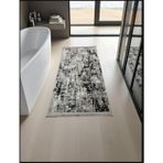 Modesto Modern Banyo Halısı, Siyah Desenli, Geometrik Dokuma, 80 x 150 cm, Dikdörtgen Şekilli, Gri-Siyah Renk Geçişli