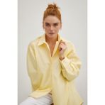Modeva Global Minimalist Kesim Modern Duruşlu Düz Oversize Butter Sarısı Kadın Gömlek - XS