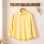 Modeva Global Minimalist Kesim Modern Duruşlu Düz Oversize Butter Sarısı Kadın Gömlek