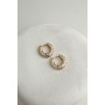 Modex Mineli Metal Minimal Halka Küpe (Ölçü:2cm) - Beyaz