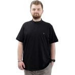 ModeXL Büyük Beden Erkek Düğmeli Hakim Yaka Tişört Siyah Oversize Kesim Orta Kalınlık - 10XL