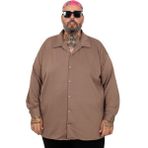 ModeXL Büyük Beden Erkek Gömlek Uzun Kol Sütlü Kahve Günlük Stil Bol Kesim - 4XL