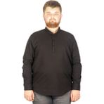 ModeXL Büyük Beden Erkek Hakim Yaka Gömlek 20388 - 5XL - Siyah