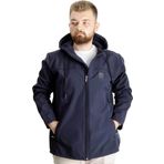 Modexl Büyük Beden Erkek Kapüşonlu Mont Waterproof Softshell 21235 Lacivert