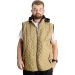 ModeXL Büyük Beden Erkek Kapüşonlu Yelek Kapitone Kahverengi Kısa Kol Polyester Özellikli 23710 - 7XL