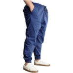 ModeXL Büyük Beden Erkek Kargo Pantolon Keten Indigo Günlük Stil Rahat Kullanım - İndigo - 60