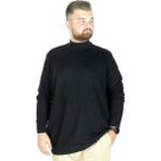 ModeXL Büyük Beden Erkek Kazak Yarım Balıkçı Dik Yaka Siyah Günlük Stil - 3XL
