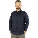 ModeXL Büyük Beden Erkek Keten Cepli Gömlek Lacivert Klasik Stil Uzun Kol - 5XL