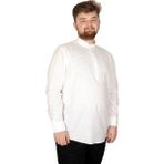 ModeXL Büyük Beden Erkek Keten Likralı Ukol Hakim Yaka Gömlek 20388 Beyaz - 3XL