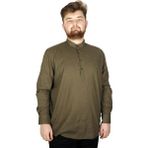 ModeXL Büyük Beden Erkek Keten Likralı Ukol Hakim Yaka Gömlek 20388 Haki - 3XL