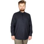 ModeXL Büyük Beden Erkek Keten Likralı Ukol Hakim Yaka Gömlek 20388 Lacivert - 3XL