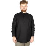 ModeXL Büyük Beden Erkek Keten Likralı Ukol Hakim Yaka Gömlek 20388 Siyah - 3XL