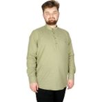 ModeXL Büyük Beden Erkek Keten Likralı Ukol Hakim Yaka Gömlek 20388 Yeşil - 3XL