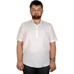 ModeXL Büyük Beden Erkek Kısa Kol Hakim Yaka Gömlek - Beyaz - 4XL