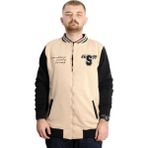 ModeXL Büyük Beden Erkek Kolej Mont Baskılı Ceket 23631 Bej - 2XL
