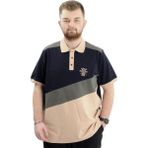 ModeXL Büyük Beden Erkek Polo Yaka Tişört Renk Bloklu U24322 Lacivert - 3XL
