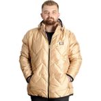 ModeXL Büyük Beden Erkek Şişme Mont Kapüşonlu Bej Renk 2022 Sonbahar-Kış Modelleri - 3XL