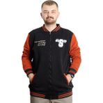 ModeXL Büyük Beden Erkek Siyah Kolej Mont Baskılı Ceket Uzun Kol Rahat Kesim - 2XL