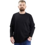 ModeXL Büyük Beden Erkek Sweatshirt Bisiklet Yaka Uzun Kol Waffle 23460 Siyah - 4XL