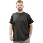 ModeXL Büyük Beden Erkek Tişört Düğmeli Hakim Yaka Kısa Kol Günlük Stil Haki Dokuma Kumaş U24339 - 6XL
