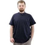 Modexl Büyük Beden Erkek Tişört Düğmeli Hakim Yaka T-Shirt U24339 Lacivert