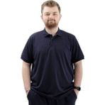 ModeXL Büyük Beden Erkek Tişört Polo Yaka Jakar U24337 Lacivert - 7XL