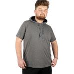 ModeXL Büyük Beden Oversize Tshirt B. Yaka Kapşon Basic 21115 Antrasit - 2XL