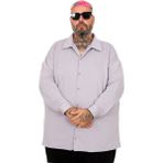 ModeXL Gri Renkli Büyük Beden Erkek Gömlek Uzun Kol Klasik Stil %50 Pamuk %50 Polyester - 5XL