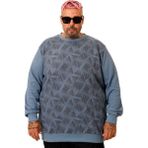 ModeXL Mavi Renkli Mode Xl Erkek Bisiklet Yaka Sweatshirt Uzun Kol Günlük Kullanım İçin - 6XL