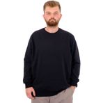 ModeXL Mode XL Büyük Beden Erkek Basic Sweatshirt Bisiklet Yaka Recycle B24529 Siyah