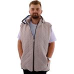 ModeXL Mode Xl Büyük Beden Erkek Kapitone Yelek Açık Gri Kısa Kol Polyester Düz Desenli - Gri - Melanj - 6XL