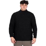 ModeXL Mode Xl Büyük Beden Erkek Kazak Siyah Yarım Balıkçı Yaka Günlük Stil Desenli 24212 - 6XL