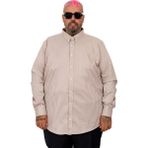 ModeXL Mode Xl Büyük Beden Erkek Saten Çizgili Gömlek Sütlü Kahve Renkli Şık Tasarım - 4XL