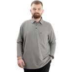 ModeXL Mode XL Büyük Beden Erkek Sweatshirt Polo Yaka Uzun Kol WAFFLE Haki
