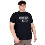 ModeXL Mode XL Büyük Beden Erkek Tişört Baskılı BROOKLYN WAFFLE U25002 Lacivert