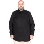 ModeXL Mode XL Büyük Beden Erkek Uzun Kollu Keten Gömlek 20396 SIYAH