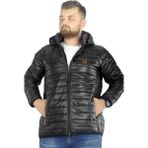 ModeXL Siyah Kapitone Kapşonlu Mont 22602 Büyük Beden Erkek Sezon 2022 Sonbahar-Kış - 4XL