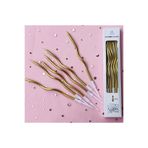 MODGER 3 GOLD-3 GÜMÜŞ MUM 6 LI KIVRIMLI MUM 16CM Pasta Mumu Spiral Kıvrık Mum